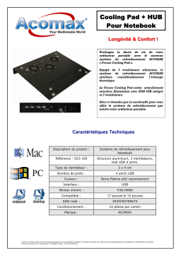 ACOMAX SYSTEME DE REFROIDISSEMENT POUR NOTEBOOK Manuel utilisateur