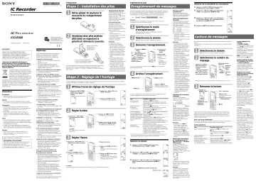 Sony ICD-B300 Manuel du propriétaire | Fixfr