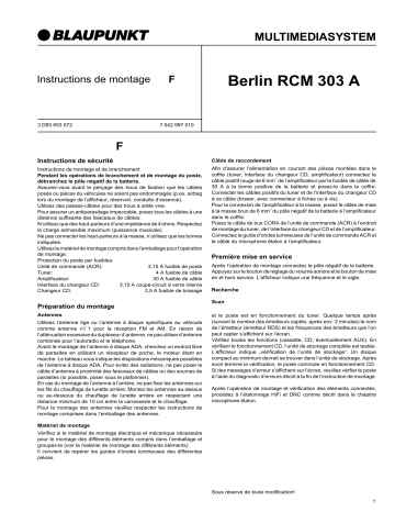 Blaupunkt BERLIN RCM 303A Manuel du propriétaire | Fixfr