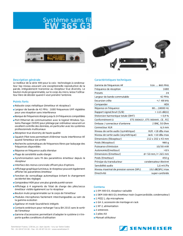 Sennheiser EW 365 G3 Manuel du propriétaire | Fixfr