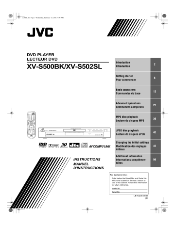 JVC XV-S500BK Manuel du propriétaire | Fixfr