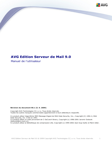 Manuel du propriétaire | AVG AVG EDITION SERVEUR DE MAIL 9.0 Manuel utilisateur | Fixfr
