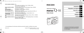 Pentax Q-S1 Manuel du propriétaire | Fixfr