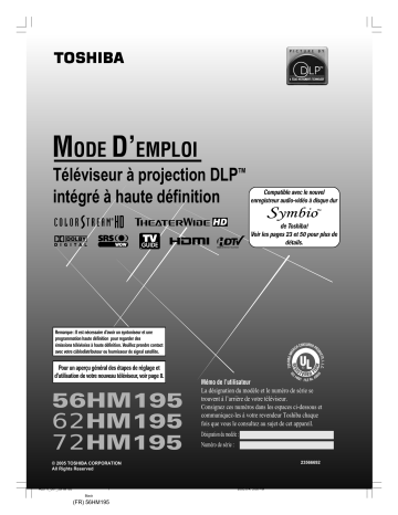 Toshiba 62HM195 Manuel du propriétaire | Fixfr