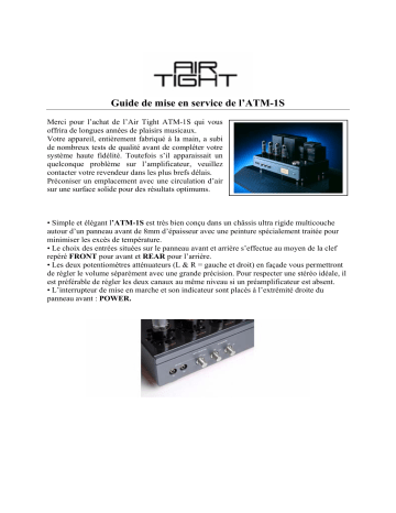 AIR TIGHT ATM-1S Manuel du propriétaire | Fixfr