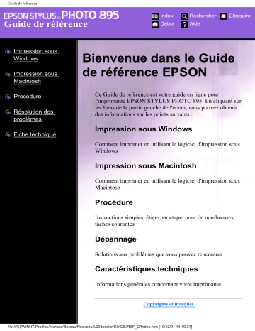 Epson Stylus Photo 895 Manuel du propriétaire | Fixfr