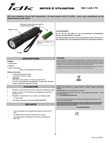 IDK MULTIMEDIA LAS-170 Manuel du propriétaire | Fixfr