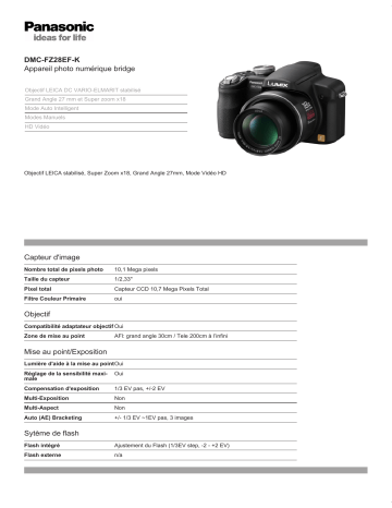 Panasonic LUMIX DMCIX DMC-IX DMC-FZ28EF-K Manuel du propriétaire | Fixfr