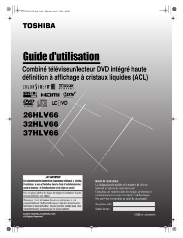 37HLV66 | 26HLV66 | Toshiba 32HLV66 Manuel du propriétaire | Fixfr