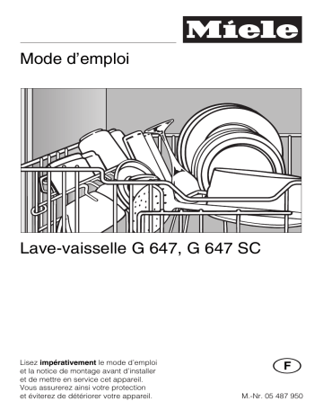 Miele g 647 sc Manuel du propriétaire | Fixfr