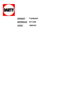 Thomson WT1408 Manuel du propriétaire