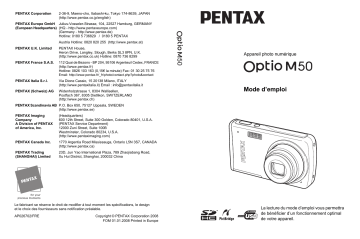 Pentax Optio M50 Manuel du propriétaire | Fixfr