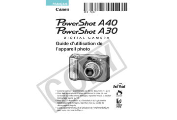 Canon PowerShot A30 Manuel du propriétaire | Fixfr