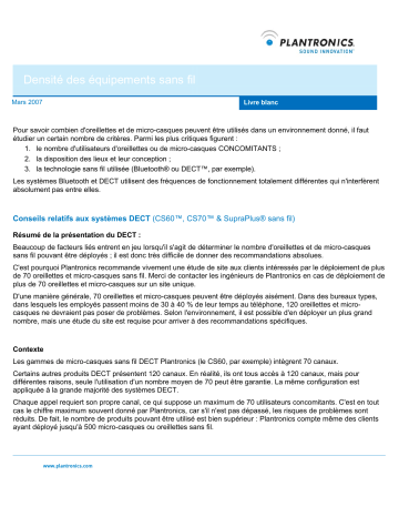 Plantronics WIRELESS DENSITY Manuel du propriétaire | Fixfr