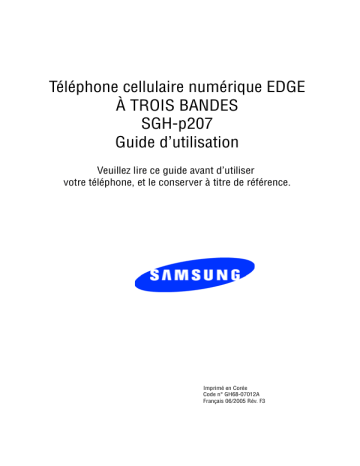 Samsung SGH-P207 Manuel du propriétaire | Fixfr