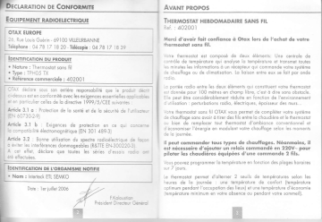 Manuel du propriétaire | OTAX TPH05 TX Manuel utilisateur | Fixfr