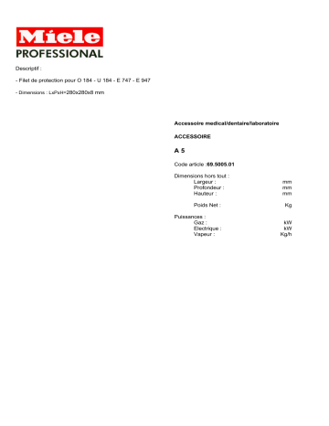 Miele A 5 DESCRIPTIF Manuel du propriétaire | Fixfr