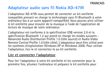 Nokia AD-47W Manuel du propriétaire | Fixfr