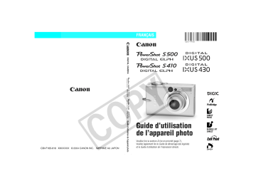 POWERSHOT S500 | PowerShot S410 | Canon IXUS 430 Manuel du propriétaire | Fixfr