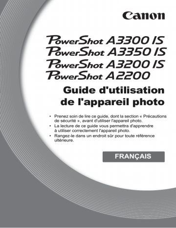 PowerShot A2200 | PowerShot A3300 IS | PowerShot A3350 IS | Canon PowerShot A3200 IS Manuel du propriétaire | Fixfr