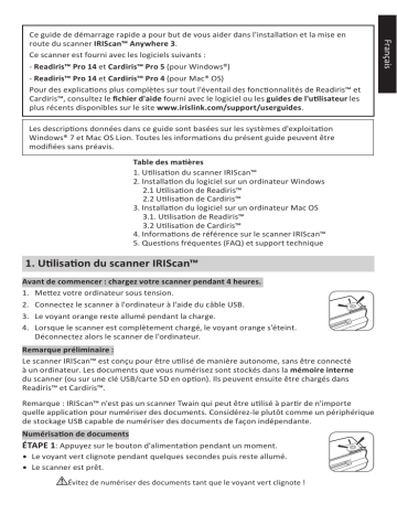 IRIS IRISCan Anywhere 3 Manuel du propriétaire | Fixfr
