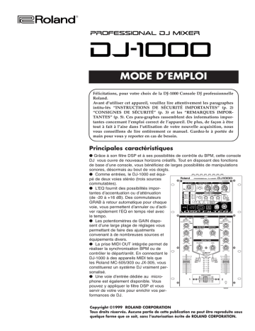 SRA-200E | Roland DJ-1000 Manuel du propriétaire | Fixfr