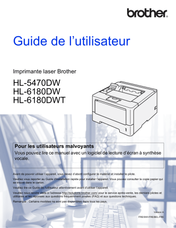 Brother HL-6180DW Manuel du propriétaire | Fixfr