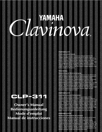 Manuel du propriétaire | Yamaha CLP-311 Manuel utilisateur | Fixfr