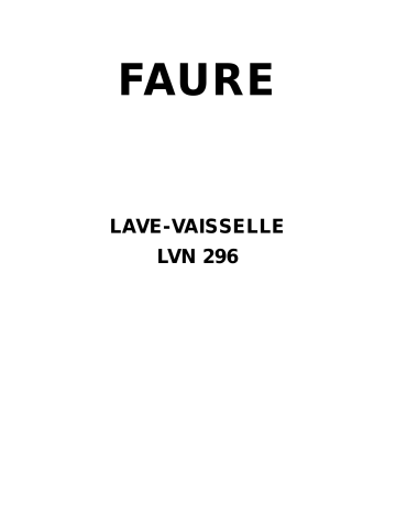 Faure LVN296W Manuel du propriétaire | Fixfr