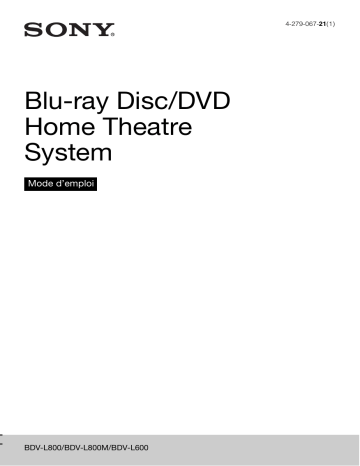 Sony BDV-L600 Manuel du propriétaire | Fixfr