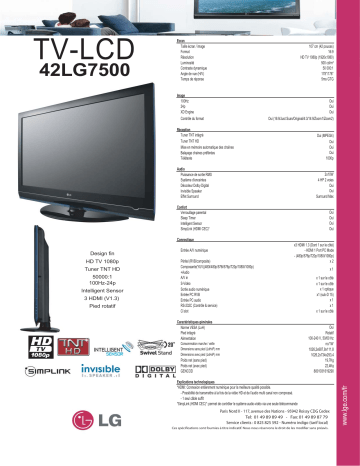 LG 42LG7500 Manuel du propriétaire | Fixfr