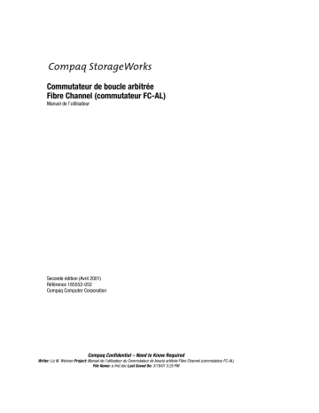 Manuel du propriétaire | HP STORAGEWORKS FIBRE CHANNEL SWITCHES Manuel utilisateur | Fixfr