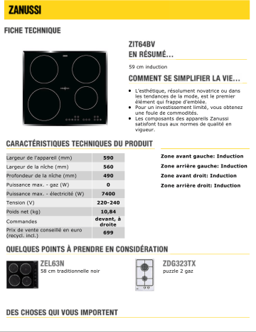 Zanussi ZIT64BV Manuel du propriétaire | Fixfr