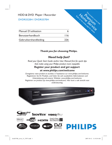 DVDR5520H | Philips DVDR5570H Manuel du propriétaire | Fixfr