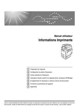 Ricoh MP C4500 PRINTER REFERENCE Manuel du propriétaire