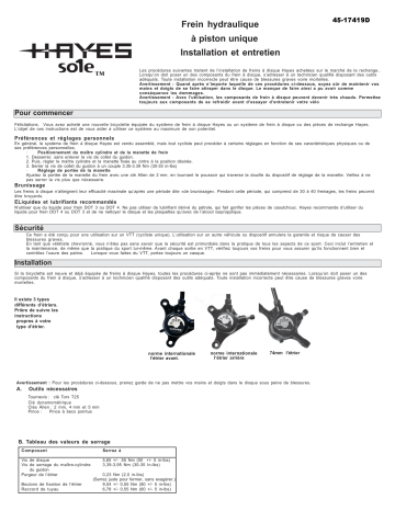 HAYES DISC BRAKES SO1E45-17419A Manuel du propriétaire | Fixfr