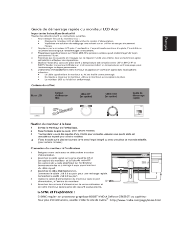 Acer XB270HU Manuel du propriétaire | Fixfr