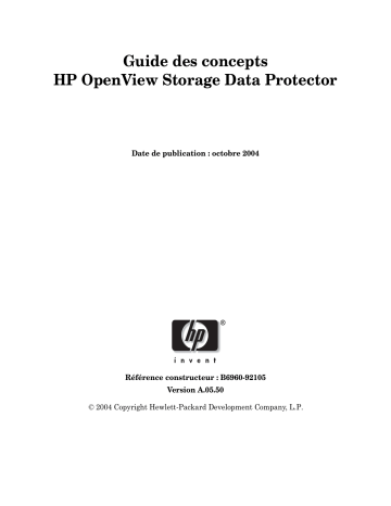 Manuel du propriétaire | HP DATA PROTECTOR V5.5 SOFTWARE Manuel utilisateur | Fixfr