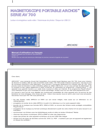 Archos AV 700 Manuel du propriétaire | Fixfr