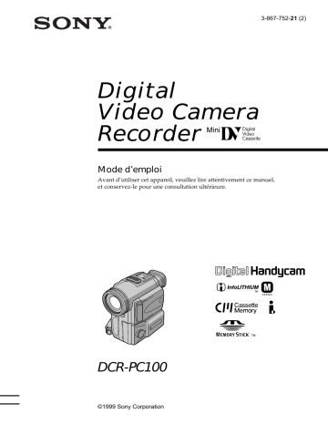 Sony DCR-PC100 Manuel du propriétaire | Fixfr