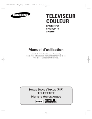 SP-47Q1HE | SP-43T8HE | Samsung SP-43Q1HE Manuel du propriétaire | Fixfr