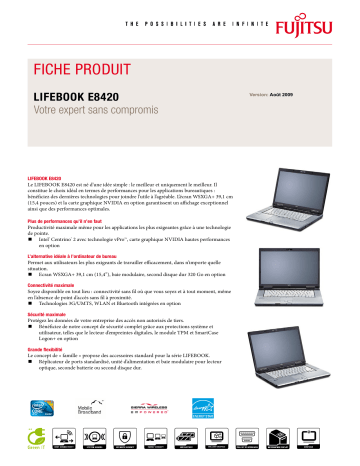 FUJITSU SIEMENS LifeBook E8420 Manuel du propriétaire | Fixfr