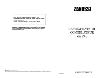 Manuel du propriétaire | Zanussi ZA29S Manuel utilisateur | Fixfr
