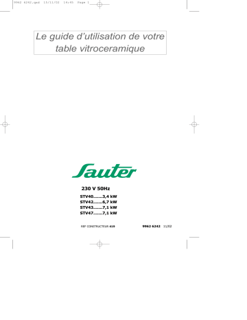STV42BF1 | STV442BF1 | STV40BF1 | sauter STV47XF1 Manuel du propriétaire | Fixfr