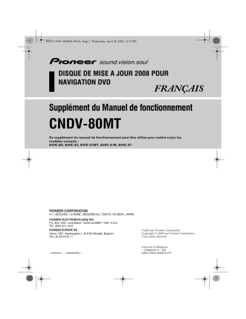 Pioneer CNDV-80MT Manuel du propriétaire | Fixfr