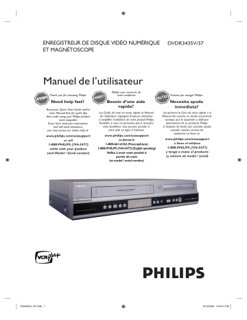 Philips DVDR3435V Manuel du propriétaire | Fixfr