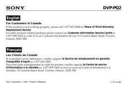 Sony DVP-PQ2 Manuel du propriétaire