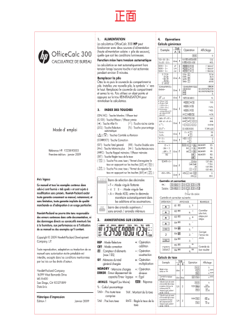 HP OfficeCalc 300 Manuel du propriétaire | Fixfr