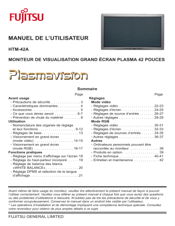 Manuel du propriétaire | Fujitsu HTM-42A Manuel utilisateur | Fixfr