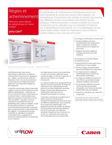 Manuel du propriétaire | Canon UNIFLOW RULES AND ROUTING Manuel utilisateur | Fixfr